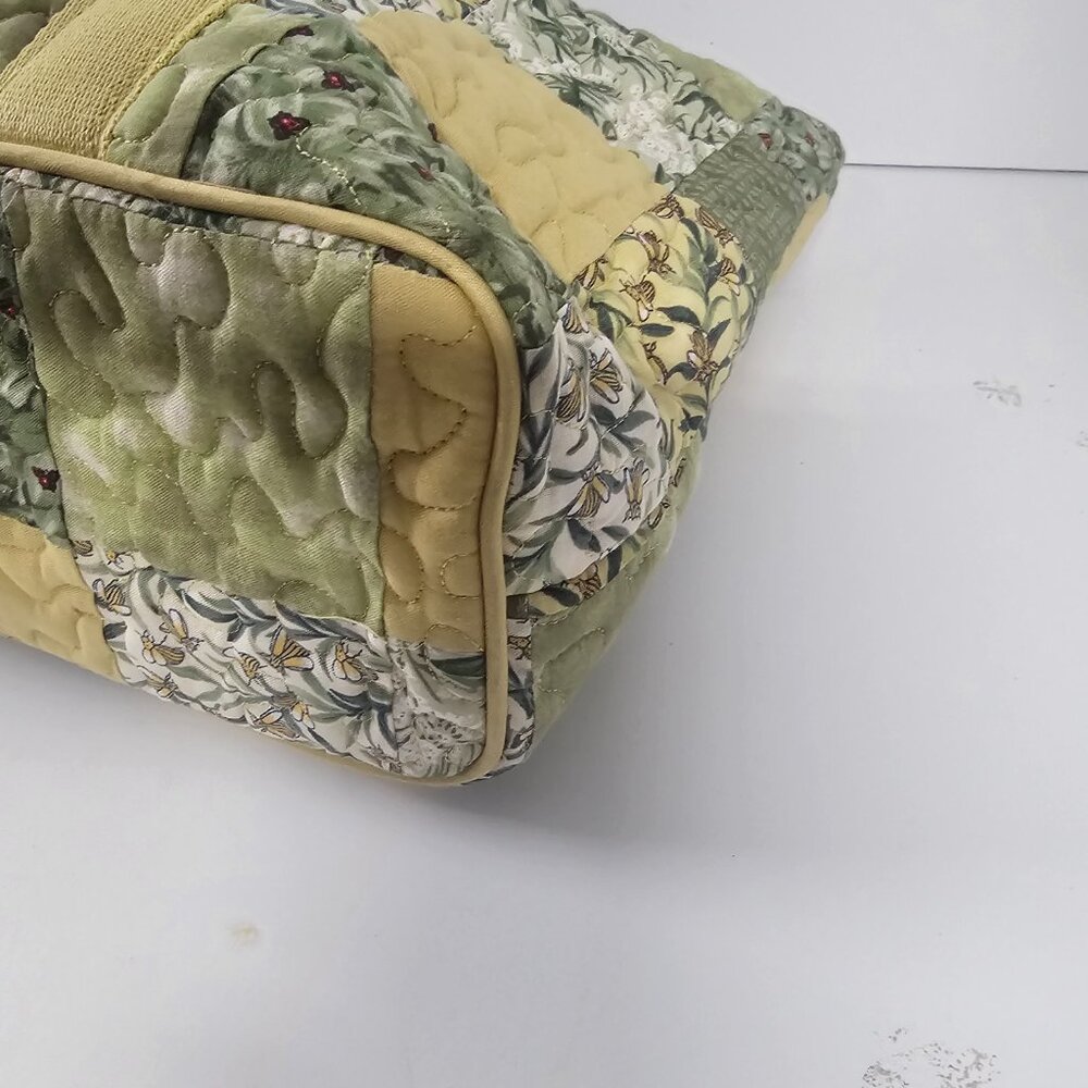 Donna Sharp Tote Shoulder Bag Quilted Patchwork Boho Cottage Green Yellow - Picture 8 of 12